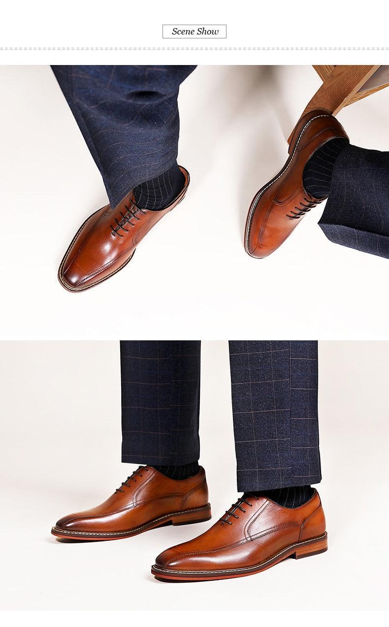 Desai Men Dress Shoes Oxfords Genuine Leather Italian Formal Shoes Carauana Store