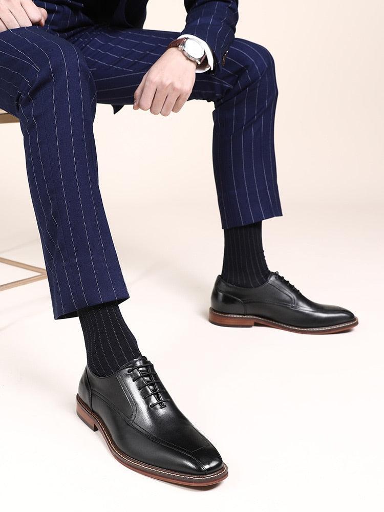 Desai Men Dress Shoes Oxfords Genuine Leather Italian Formal Shoes Carauana Store