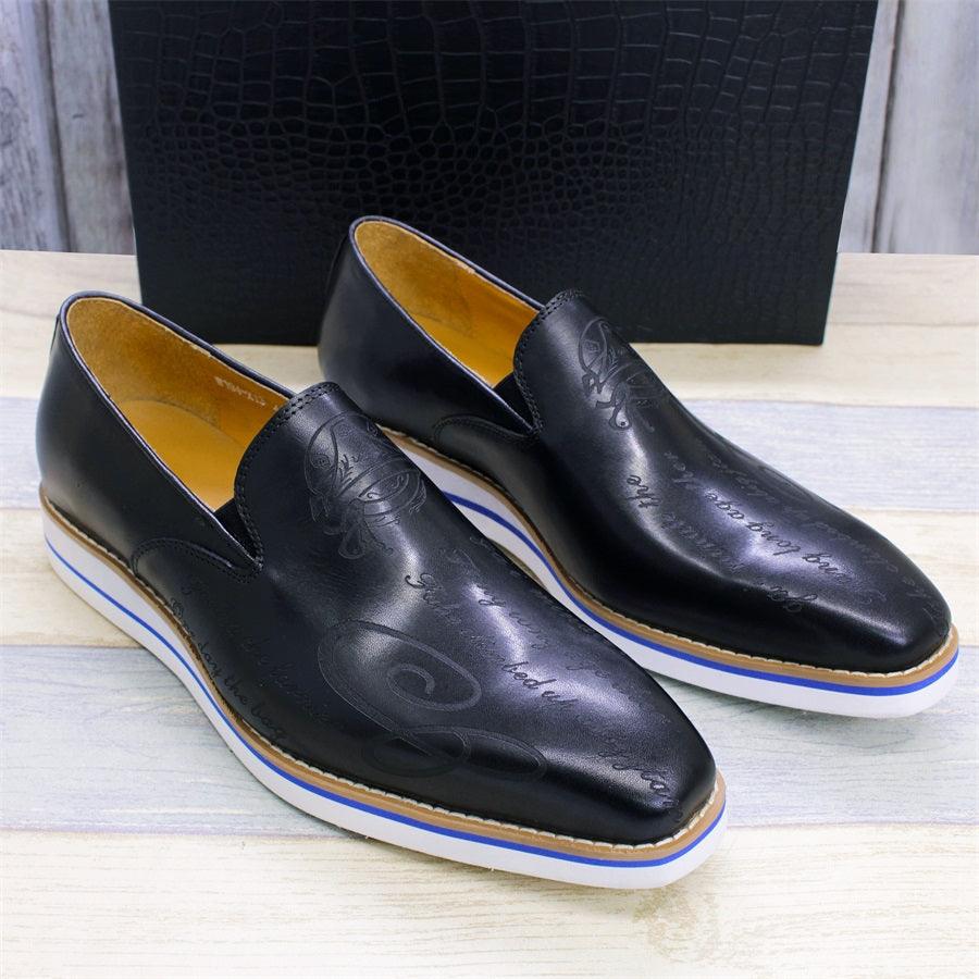 Fashion men casual shoes green comfortable flat loafers classic pointed handmade leather Carauana Store