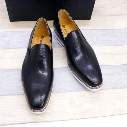 Fashion men casual shoes green comfortable flat loafers classic pointed handmade leather Carauana Store