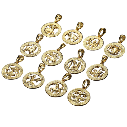 Gold pendants with zodiac symbols