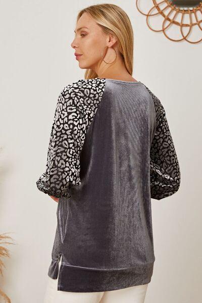 Leopard Round Neck Half Sleeve Blouse Carauana Store
