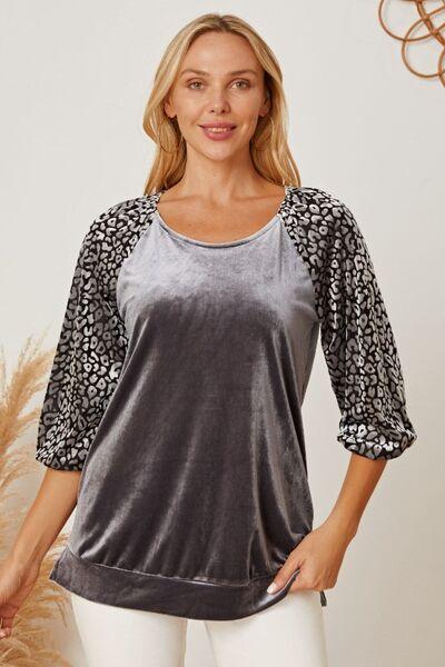 Leopard Round Neck Half Sleeve Blouse Carauana Store