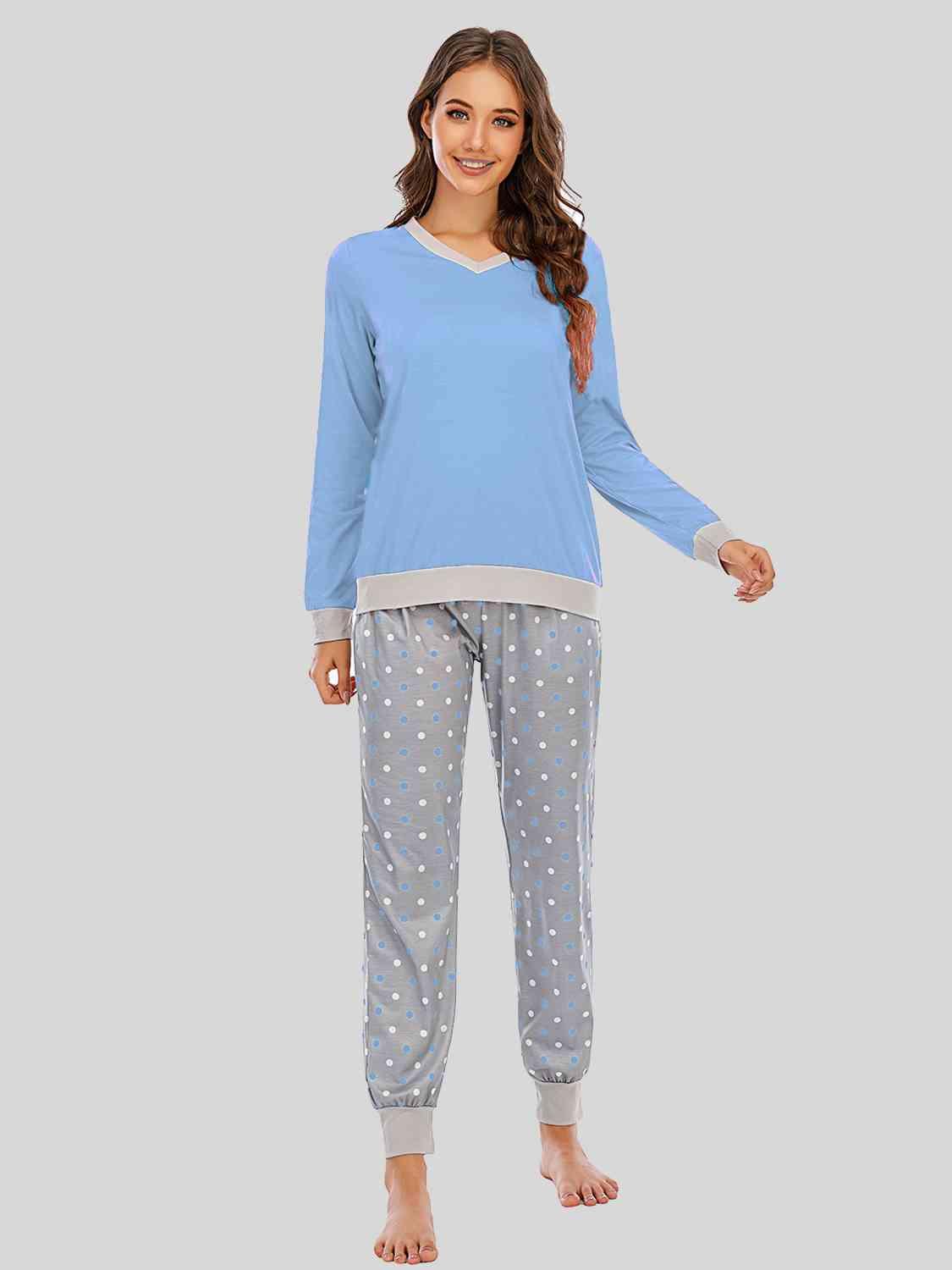 Long Sleeve Top and Polka Dot Pants Set Carauana Store