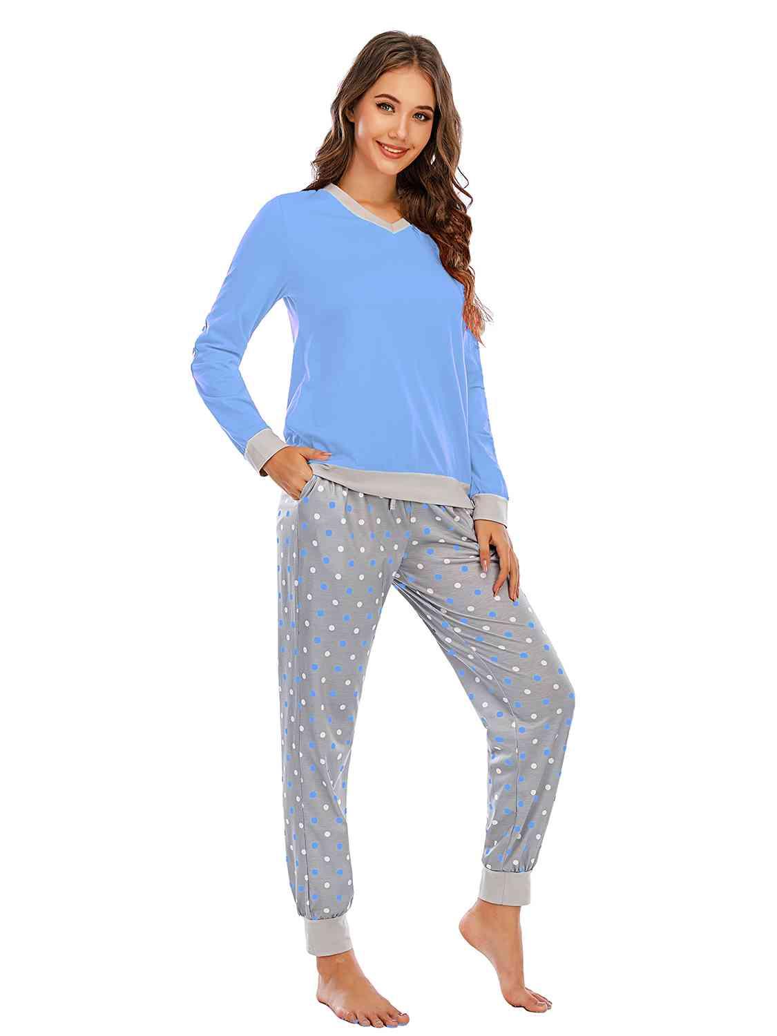 Long Sleeve Top and Polka Dot Pants Set Carauana Store
