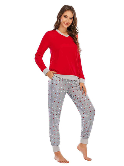 Long Sleeve Top and Polka Dot Pants Set Carauana Store