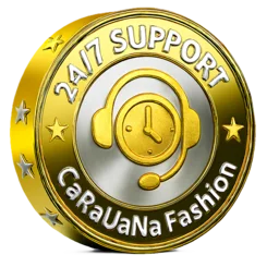 Gold and silver emblem with '2017 Support' and 'CaRaVaNa Fashion' text on a white background