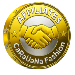Gold emblem with handshake graphic and 'Affiliates CaRaUaNa Fashion' text on a white background
