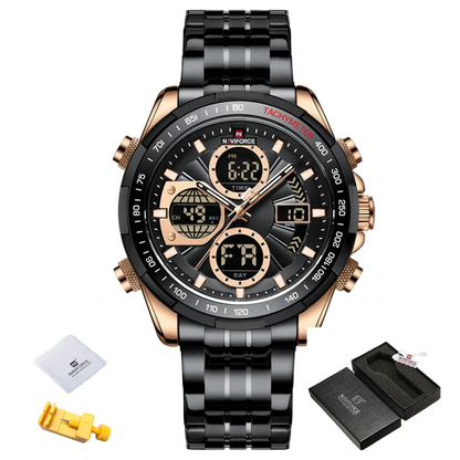Naviforce watch with black and rose gold design