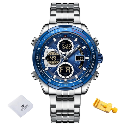 Naviforce watch with blue face and silver band