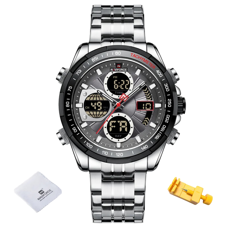 Naviforce watch with digital and analog display