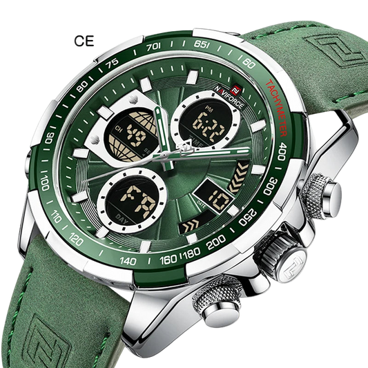 Naviforce watch with green strap and detailed face 