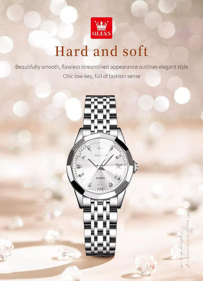 OLEVS women's Stainless Steel Luxury Quartz Watch | Sleek Design with Push Button Clasp and 3Bar Water Resistance Carauana Store