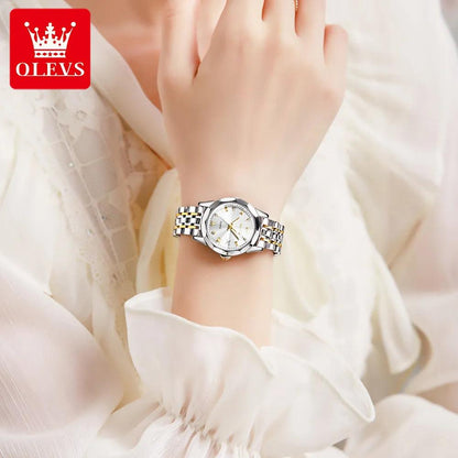 OLEVS women's Stainless Steel Luxury Quartz Watch | Sleek Design with Push Button Clasp and 3Bar Water Resistance Carauana Store