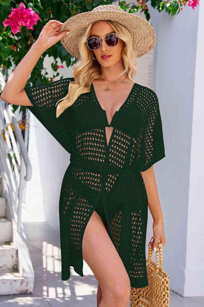 Openwork Tie Waist Cover Up Carauana Store