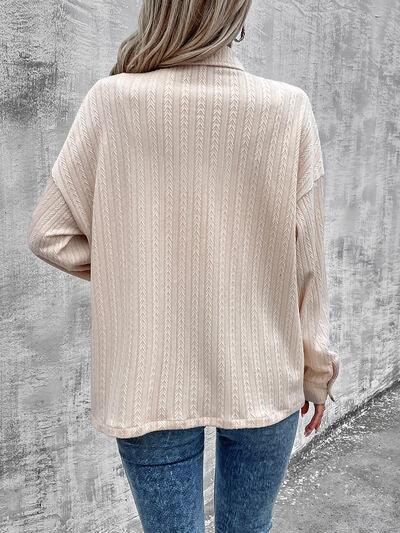 Pocketed Button Up Dropped Shoulder Jacket Carauana Store