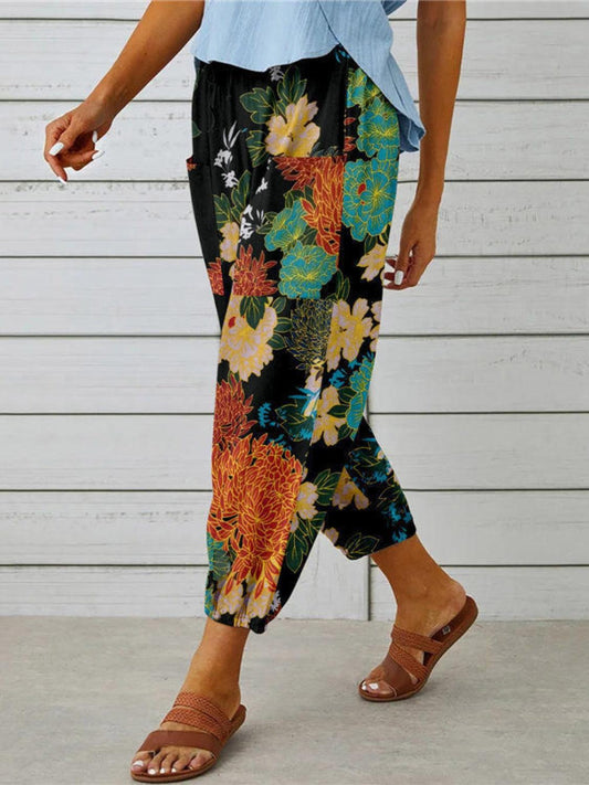 Printed Tied Cropped Pants Carauana Store