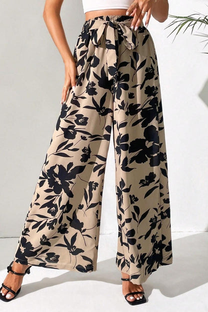 Printed Tied Wide Leg Pants Carauana Store