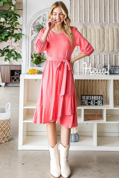 Reborn J Tie Front Ruffle Hem Dress Carauana Store