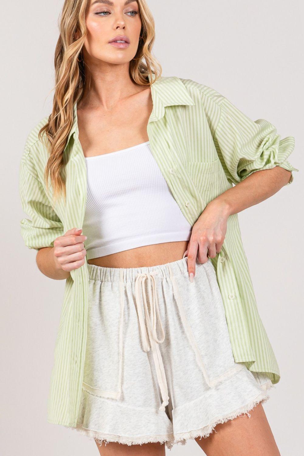 SAGE + FIG Striped Button Up Long Sleeve Shirt Carauana Store
