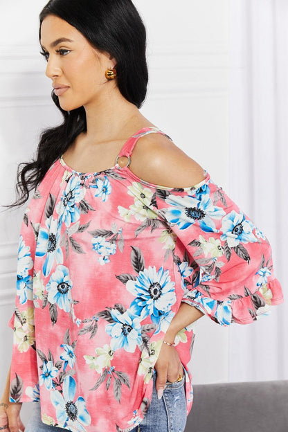 Sew In Love Full Size Fresh Take Floral Cold-Shoulder Top Carauana Store