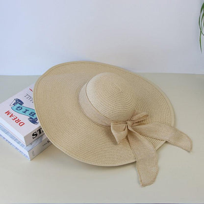 Summer Women Straw Hat Bowknot Wide Brim Floppy Panama Hats Female Lady Outdoor Foldable Beach Sun Cap Carauana Store