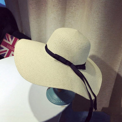 Summer Women Straw Hat Bowknot Wide Brim Floppy Panama Hats Female Lady Outdoor Foldable Beach Sun Cap Carauana Store