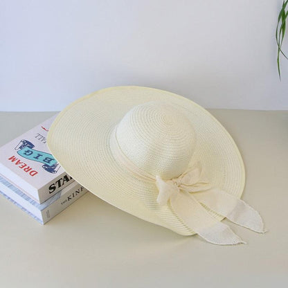 Summer Women Straw Hat Bowknot Wide Brim Floppy Panama Hats Female Lady Outdoor Foldable Beach Sun Cap Carauana Store