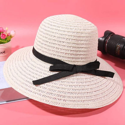 Summer Women Straw Hat Bowknot Wide Brim Floppy Panama Hats Female Lady Outdoor Foldable Beach Sun Cap Carauana Store