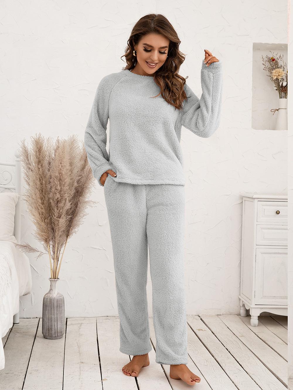 Teddy Long Sleeve Top and Pants Lounge Set Carauana Store