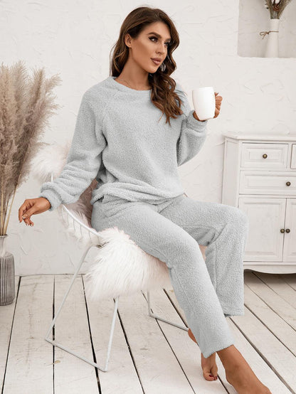 Teddy Long Sleeve Top and Pants Lounge Set Carauana Store