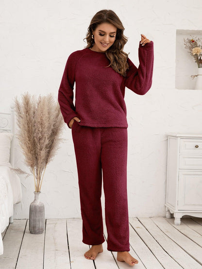 Teddy Long Sleeve Top and Pants Lounge Set Carauana Store