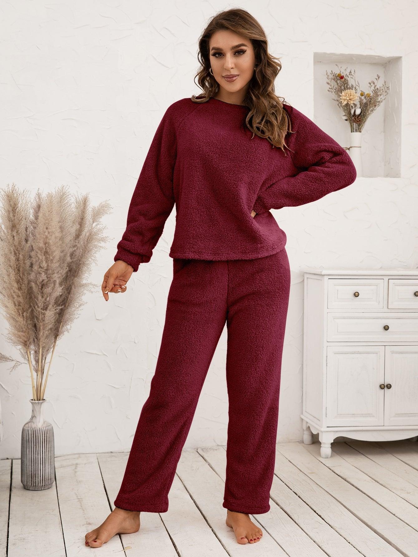 Teddy Long Sleeve Top and Pants Lounge Set Carauana Store