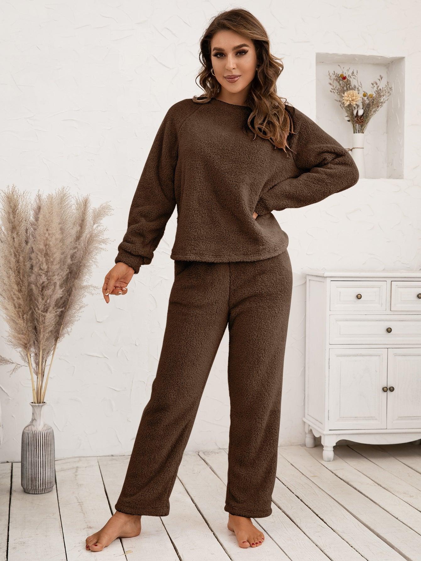 Teddy Long Sleeve Top and Pants Lounge Set Carauana Store