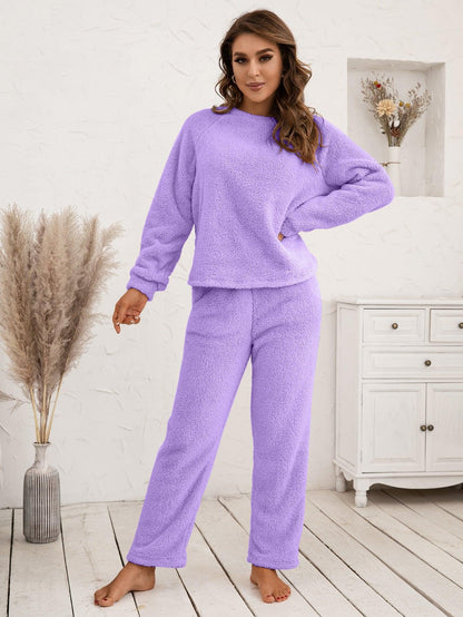 Teddy Long Sleeve Top and Pants Lounge Set Carauana Store