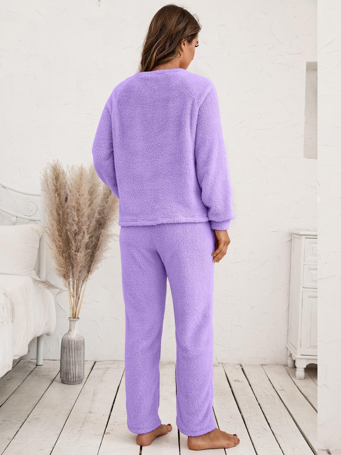 Teddy Long Sleeve Top and Pants Lounge Set Carauana Store