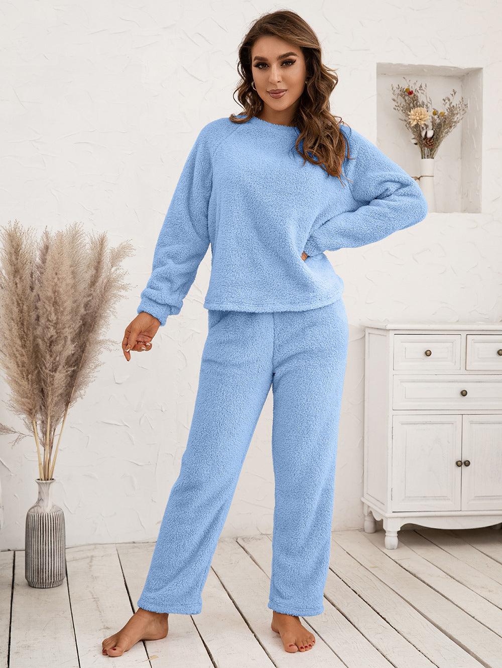 Teddy Long Sleeve Top and Pants Lounge Set Carauana Store