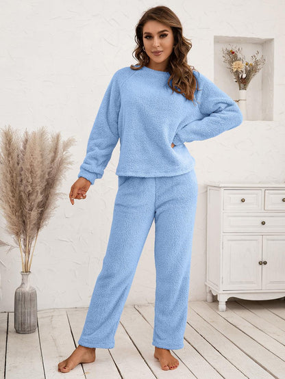 Teddy Long Sleeve Top and Pants Lounge Set Carauana Store