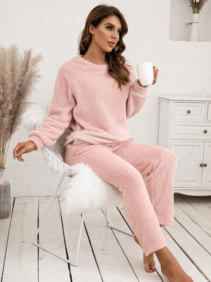 Teddy Long Sleeve Top and Pants Lounge Set Carauana Store
