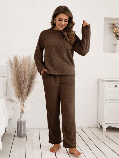 Teddy Long Sleeve Top and Pants Lounge Set Carauana Store