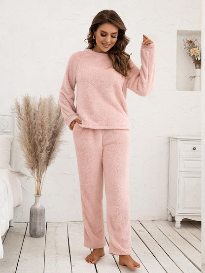 Teddy Long Sleeve Top and Pants Lounge Set Carauana Store