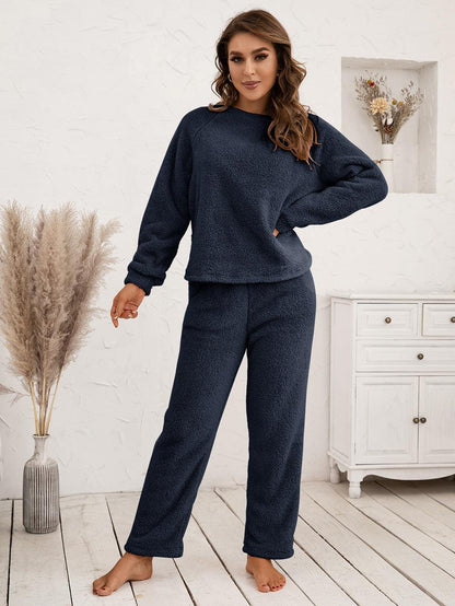 Teddy Long Sleeve Top and Pants Lounge Set Carauana Store