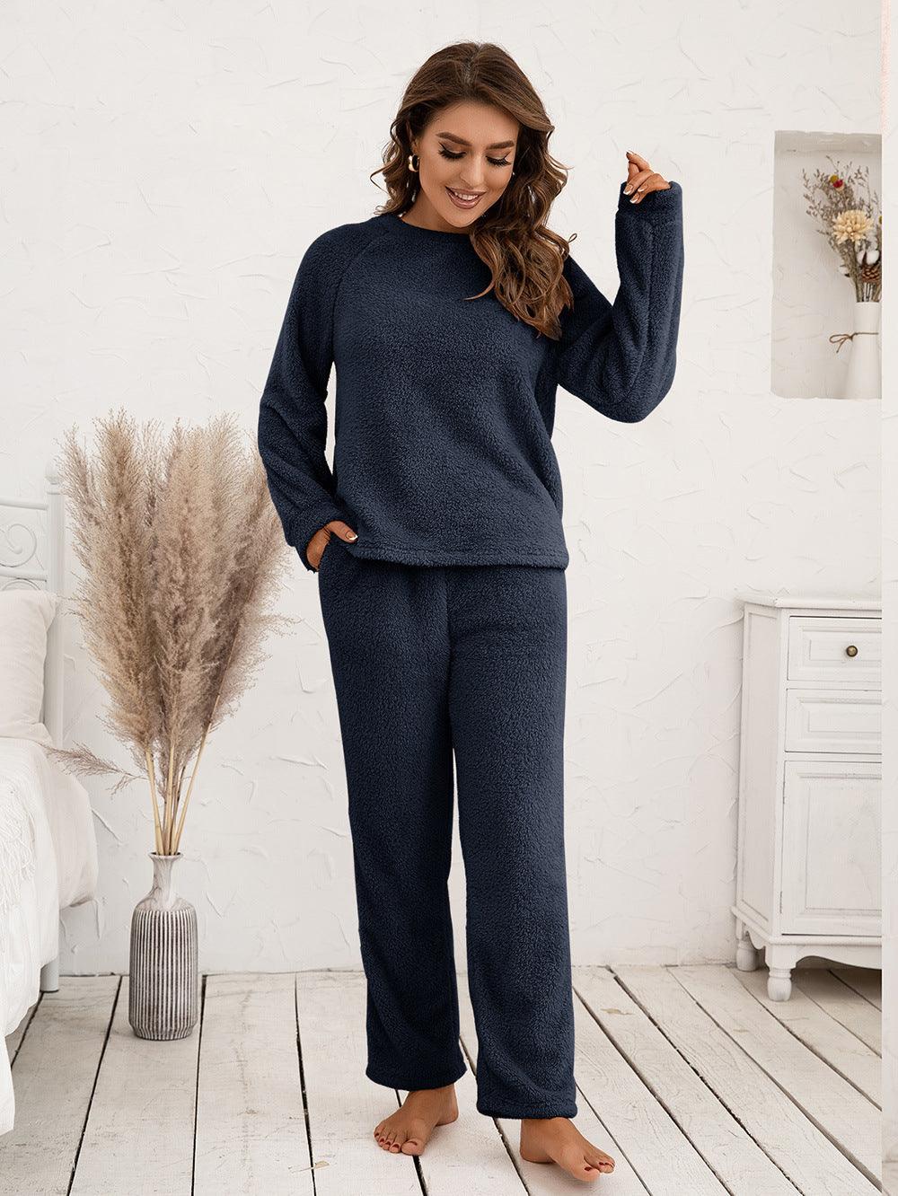 Teddy Long Sleeve Top and Pants Lounge Set Carauana Store