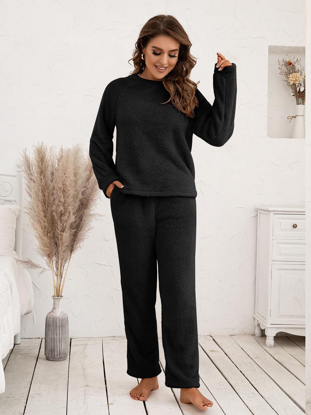Teddy Long Sleeve Top and Pants Lounge Set Carauana Store