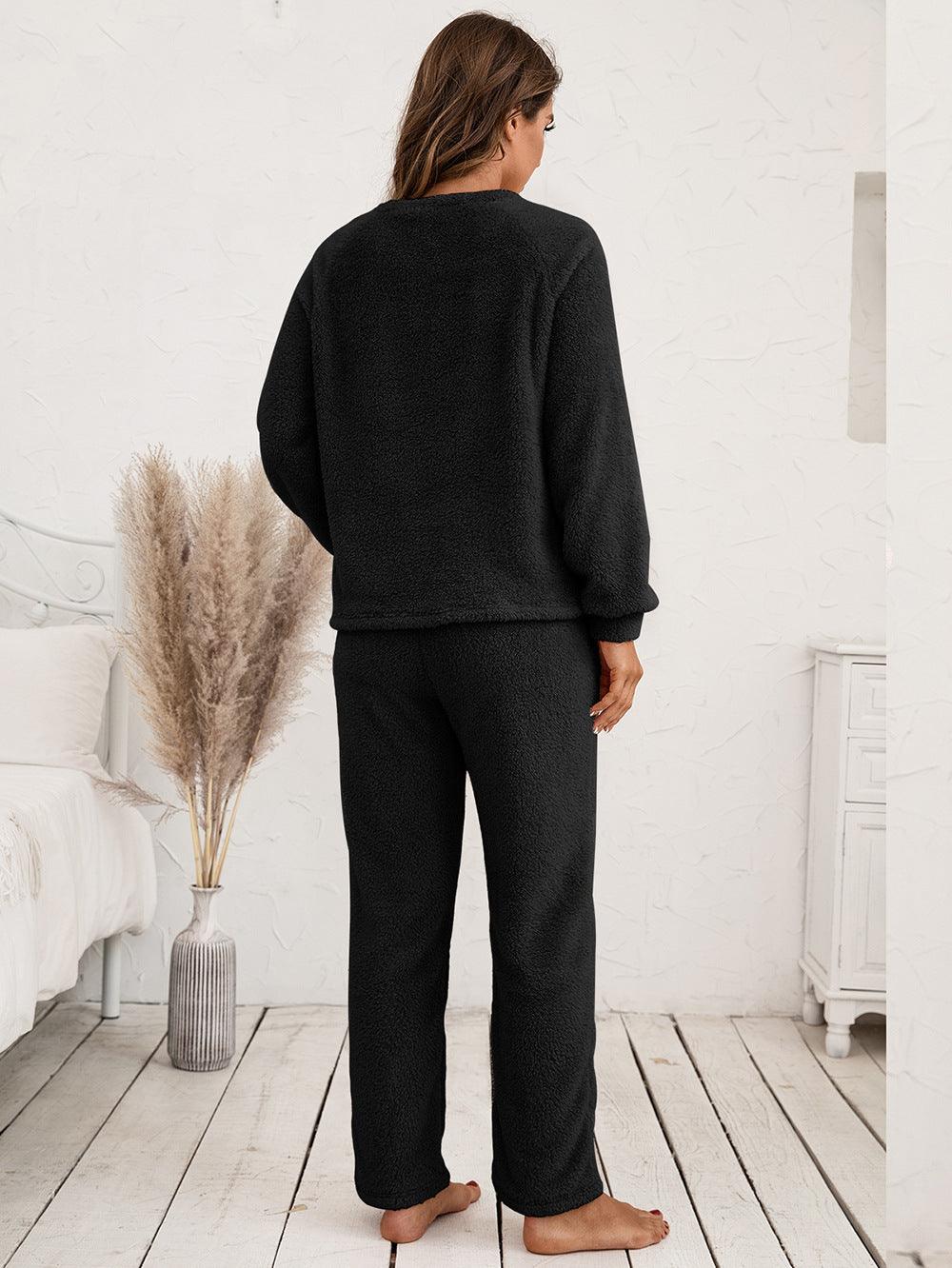 Teddy Long Sleeve Top and Pants Lounge Set Carauana Store