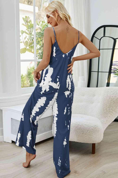 Tie-Dye Spaghetti Strap Jumpsuit with Pockets Carauana Store