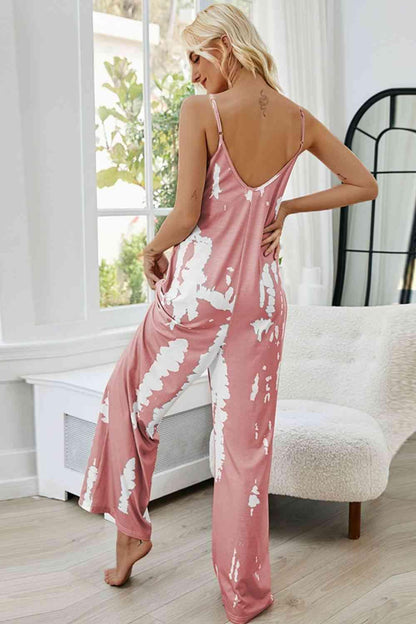 Tie-Dye Spaghetti Strap Jumpsuit with Pockets Carauana Store