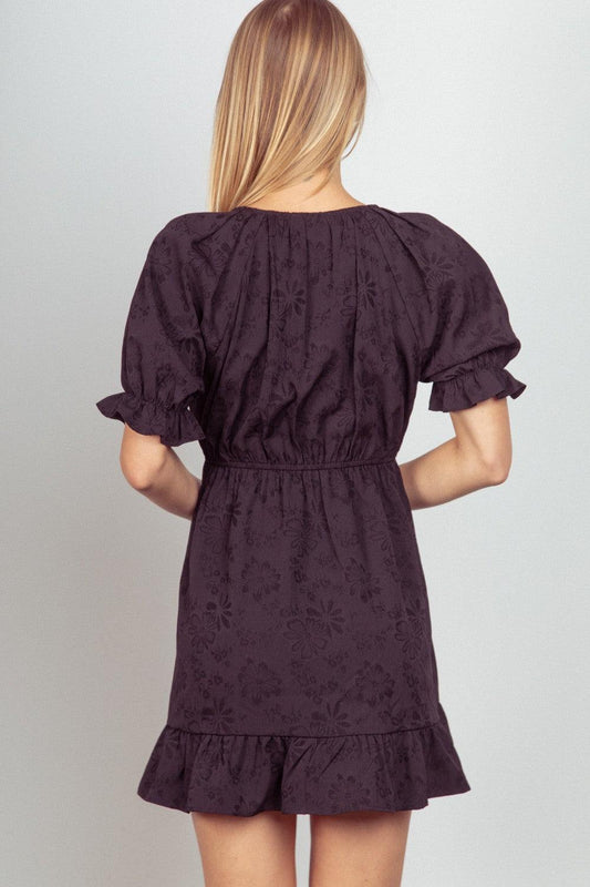 VERY J Floral Textured Woven Ruffled Mini Dress Carauana Store