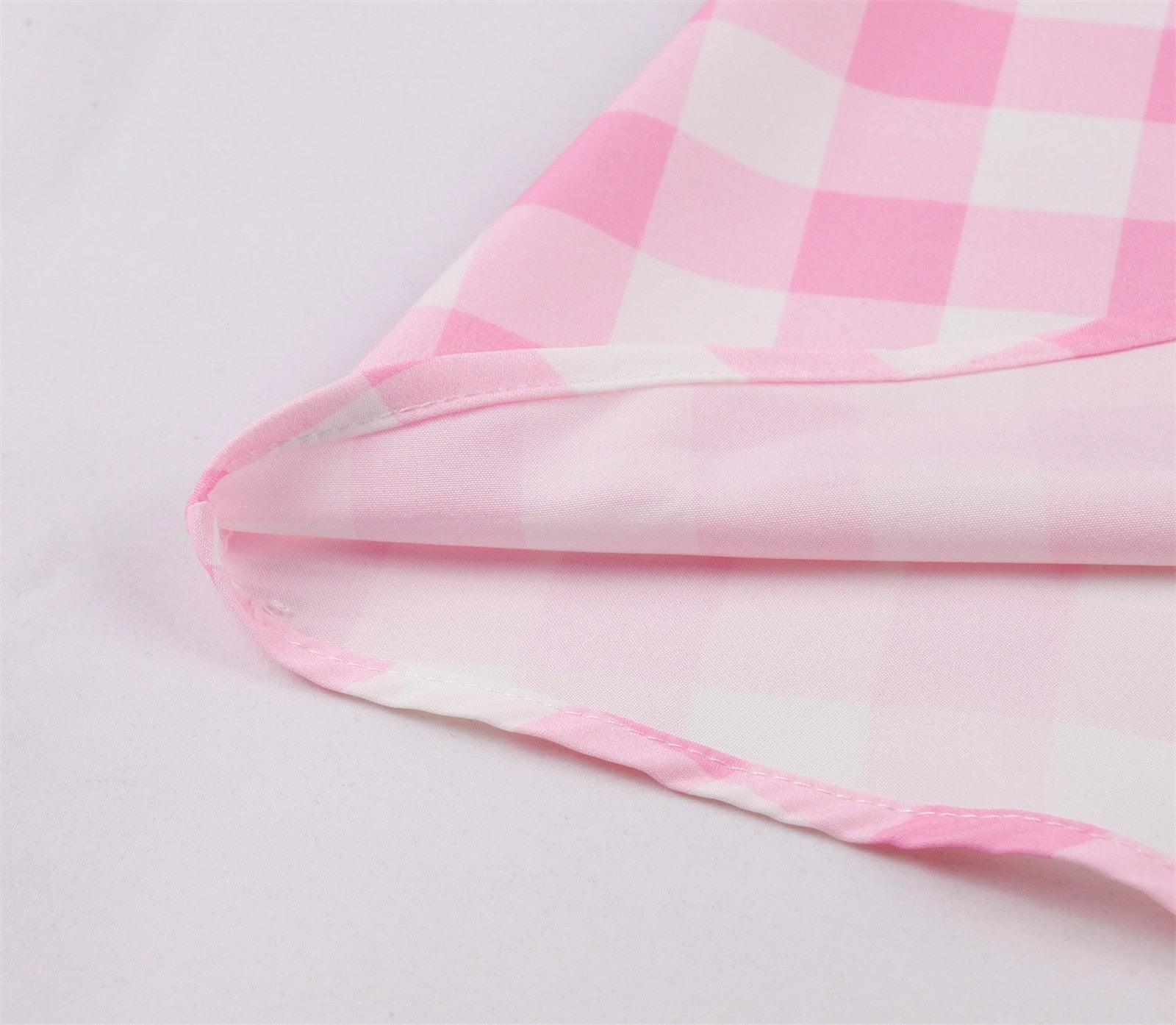 Women Vintage Barbiee Pink Plaid Dress Carauana Store