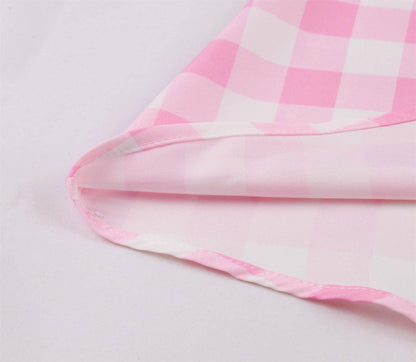 Women Vintage Barbiee Pink Plaid Dress Carauana Store